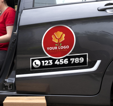 Személyre szabott logó és telefonszám autó matrica - TenStickers