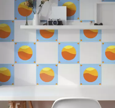 70-es évek nap mintás csempe matrica - TenStickers