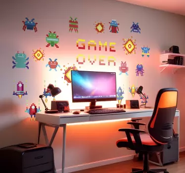 8 bites arcade képernyő videojáték matrica - TenStickers