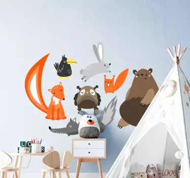 A skandináv állatok baba fal matrica - TenStickers
