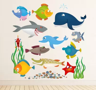 Akváriumi állatok gyerek matrica - TenStickers