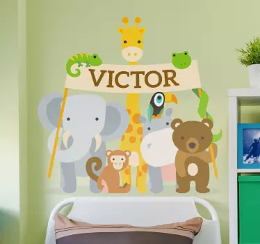 állatnév szalagcím gyermek matrica - TenStickers