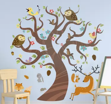 állatok a fa falmatrica - TenStickers
