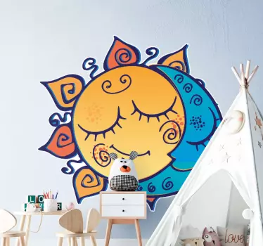 Alvó nap és hold pár űrtartalmú matrica - TenStickers