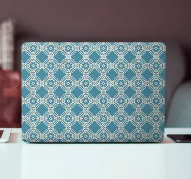 Antik vintage kék -fehér mintás laptop matricák - TenStickers