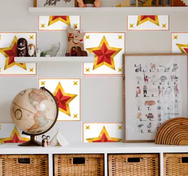Arany karácsonyi csillag csempe karácsonyi fal matrica - TenStickers