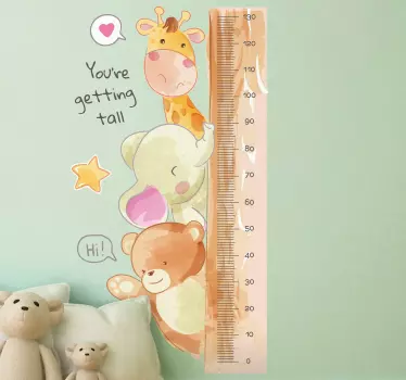 Aranyos állat magasság diagram matrica - TenStickers