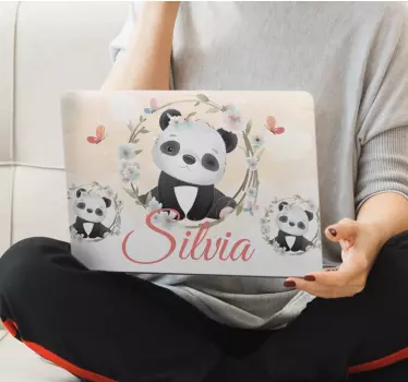 Aranyos állatok panda név laptop matricák - TenStickers