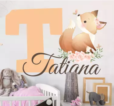 Aranyos állatok róka névvel gyerekek hálószoba falmatrica - TenStickers