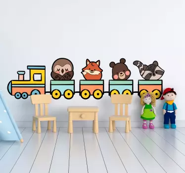 Aranyos állatvonat matrica gyerekeknek - TenStickers