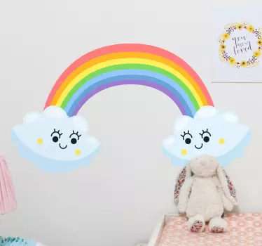Aranyos felhők szivárvány néztek egymásra rajzfilm matrica - TenStickers