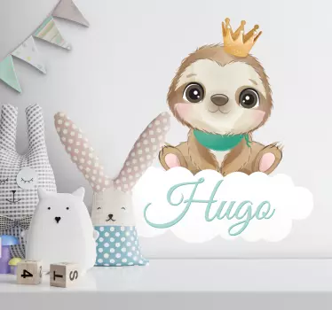Aranyos lajhár fiú nevű gyerek hálószoba matricával - TenStickers