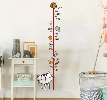 Aranyos macska magasság diagram fal matrica - TenStickers