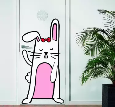 Aranyos nyúl ajtó matrica - TenStickers