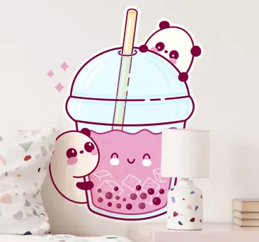 Aranyos panda tej tea rajzfilm fal matrica - TenStickers