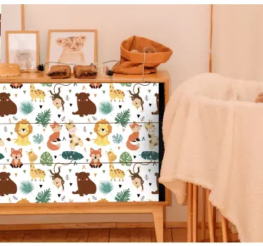 Aranyos vadállatok levelek bútorra matrica - TenStickers