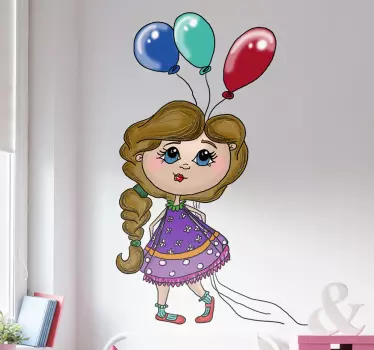 Ballon lány dekoratív fal matrica - TenStickers