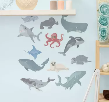 Bálna delfin cápa teknős hal matrica - TenStickers
