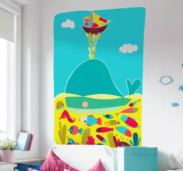 Bálna illusztráció matrica - TenStickers