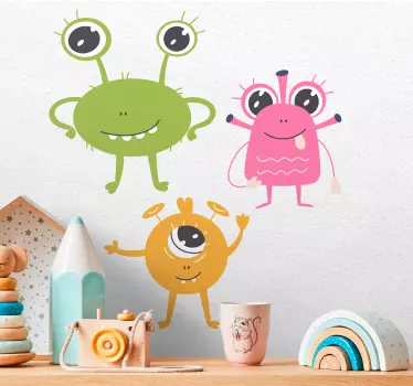 Barátságos színes szörnyek matrica gyerekeknek - TenStickers