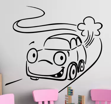 Boldog gyors autós gyerekek matrica - TenStickers