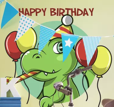 Boldog születésnapot dinoszaurusz sárkány fal matrica - TenStickers