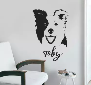 Collie fehér név kisállat matricák - TenStickers