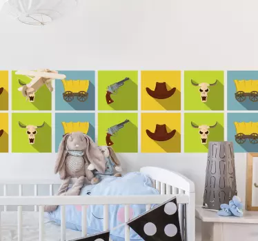 Cowboy csempe stílusú csempe átviteli matrica - TenStickers