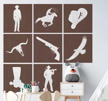 Cowboy és a lovak minta cserép átadása - TenStickers