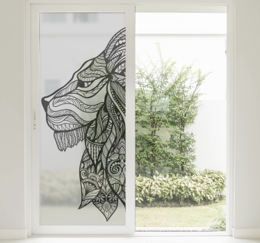 Dekoratív mandala oroszlánfejű ablak matrica - TenStickers