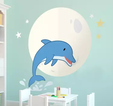 Delfin és a hold állatfal matrica - TenStickers