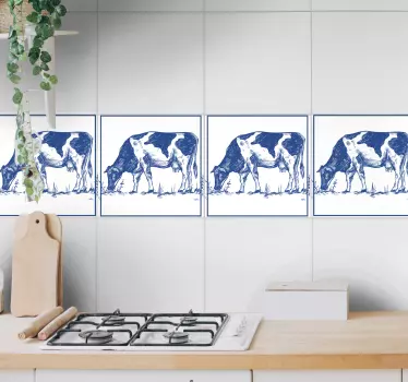 Delfts kék tehén cserép transzfer - TenStickers