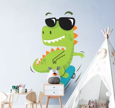 Dino szemüveggel a sárkány fal matricáján - TenStickers