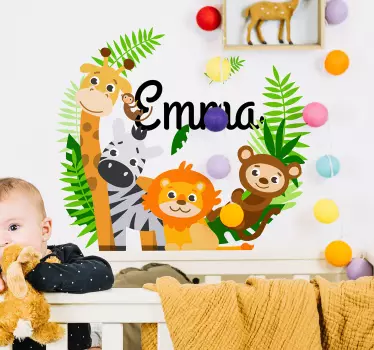 Dzsungel állat illusztráció fal művészeti matrica - TenStickers