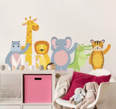 Dzsungel kiskutyák illusztráció fali art matrica - TenStickers