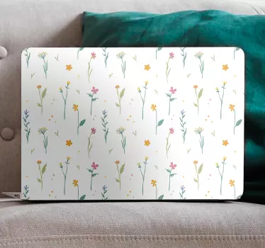 Egyszerű virágok fehér háttér laptop matrica - TenStickers