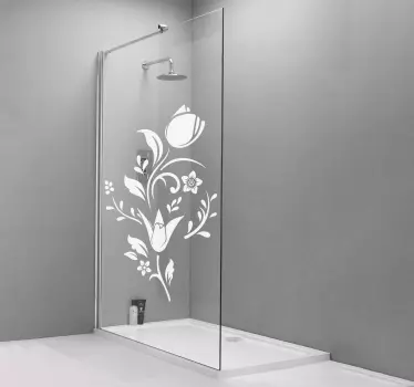 Egyszínű tulipán design levelek zuhany matrica - TenStickers