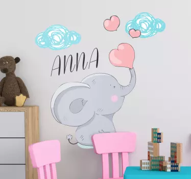 Elefánt névfordításokkal illusztráció matrica - TenStickers