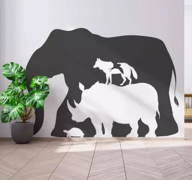 Elefántok, amelyek formákat hoznak létre a vadállatok matricájáró - TenStickers