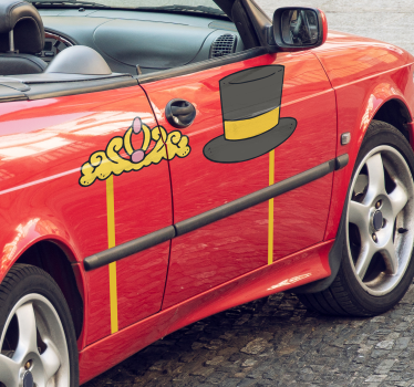 Esküvői autó sapka és tiara motorháztető esküvői matrica - TenStickers