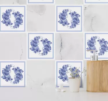 Fehér és kék horezu dísz cserép transzfer - TenStickers