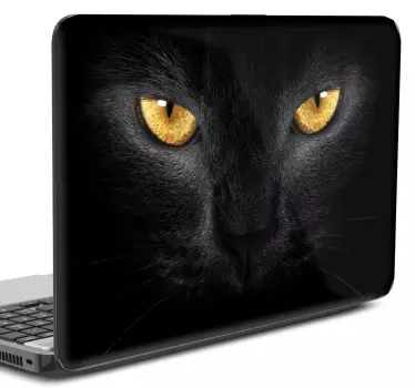 Laptop matrica fekete macska - TenStickers