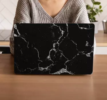 Fekete márvány textúra laptop matrica - TenStickers