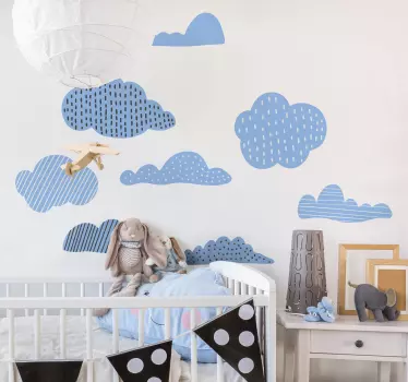 Felhők rajzok illusztráció fal art matrica - TenStickers