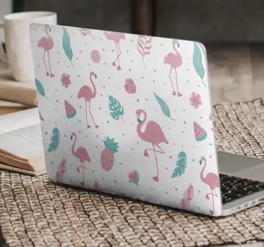 Flamingó minta növényi laptop matricákkal - TenStickers