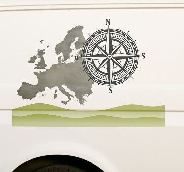Globális tájkép és iránytű lakókocsi matrica - TenStickers