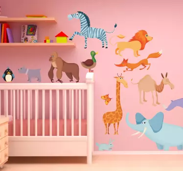 Gyerekek állat fali matricák - TenStickers
