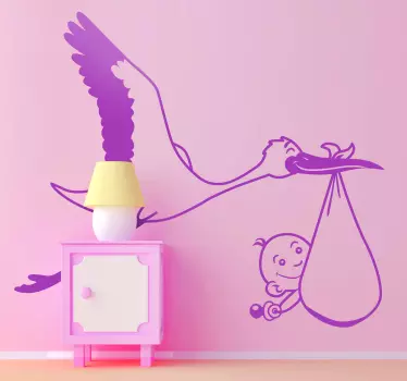 Gyerekek baba gólya hordozó fal matrica - TenStickers