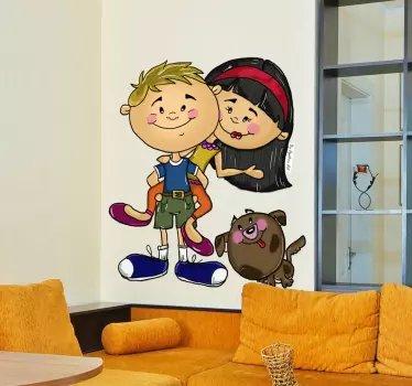Gyerekek barátai és kisállat fal matrica - TenStickers