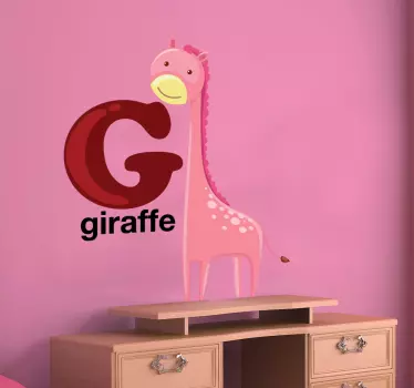 Gyerekek g betű zsiráf matrica - TenStickers